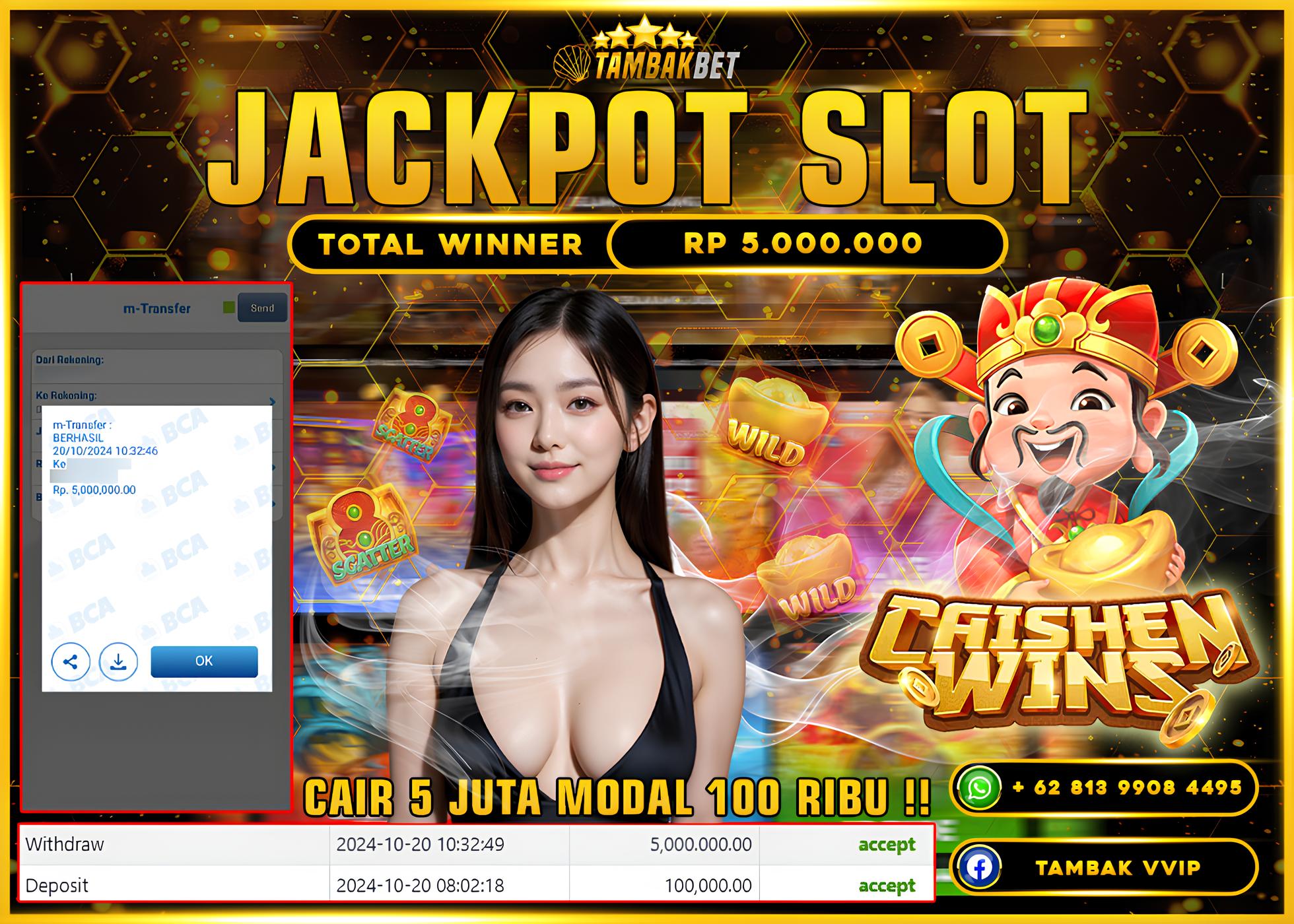 BUKTI JACKPOT SLOT CAISHEN WINS DI TAMBAKBET